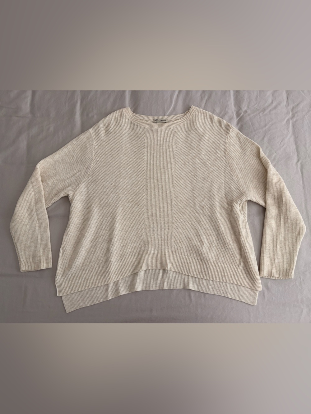 Cotton Emporium Cream Lightweight Ribbed Pullover Sweater